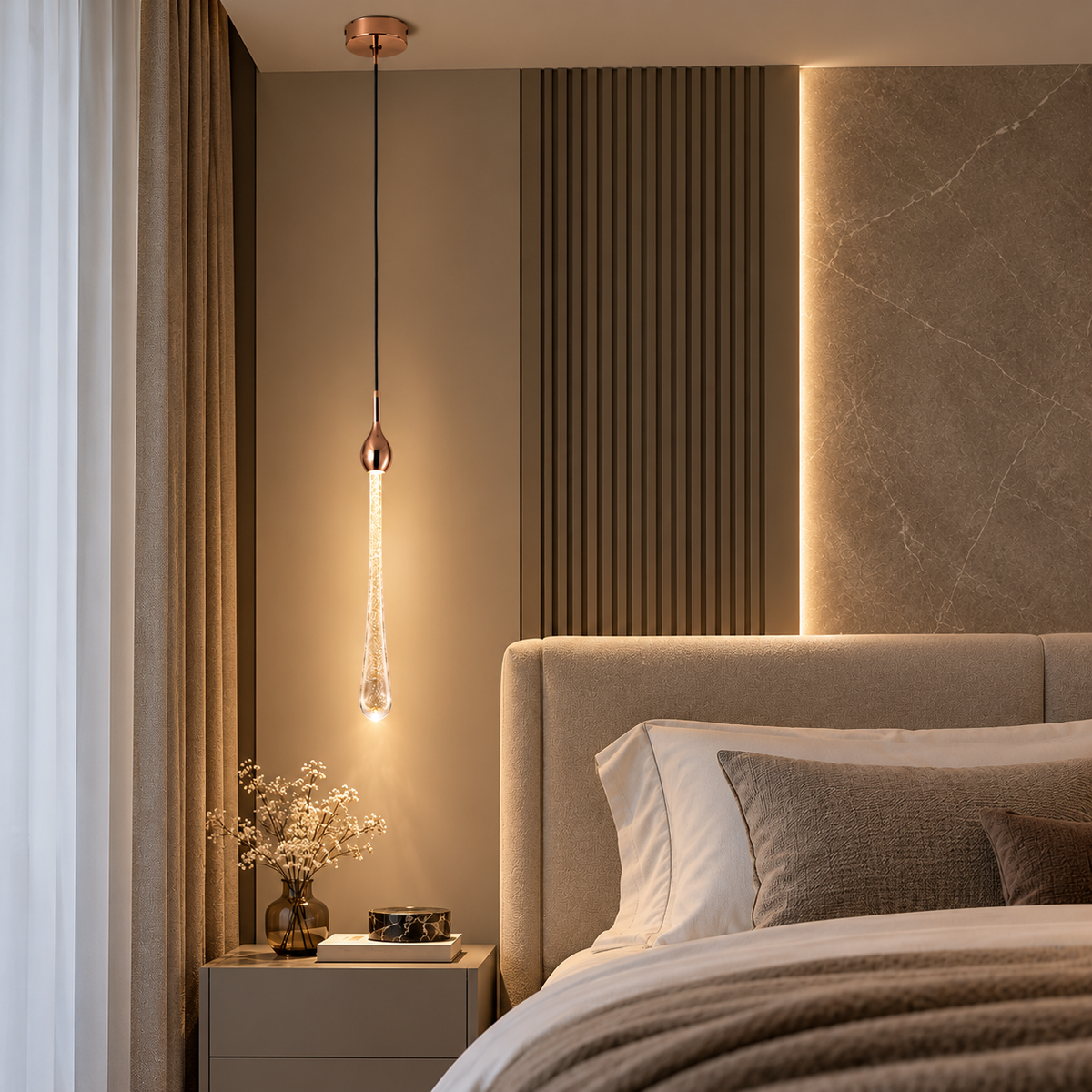 Suspension goutte en verre Rose gold