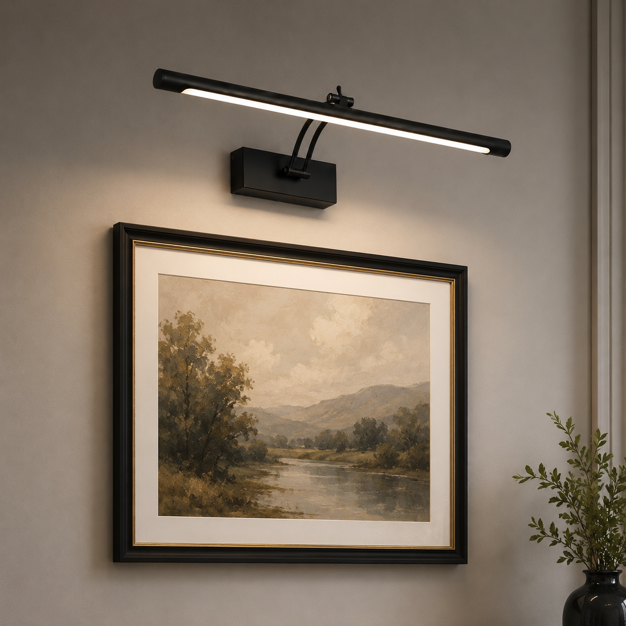 Applique murale noire orientable pour tableau ou miroir