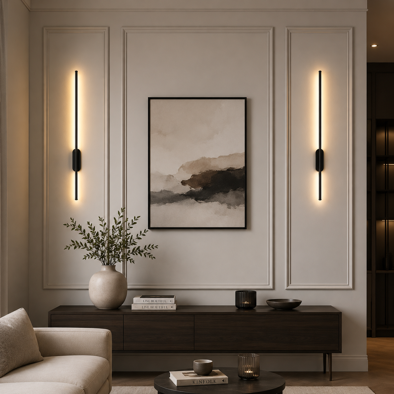 Applique murale slim noire à Led