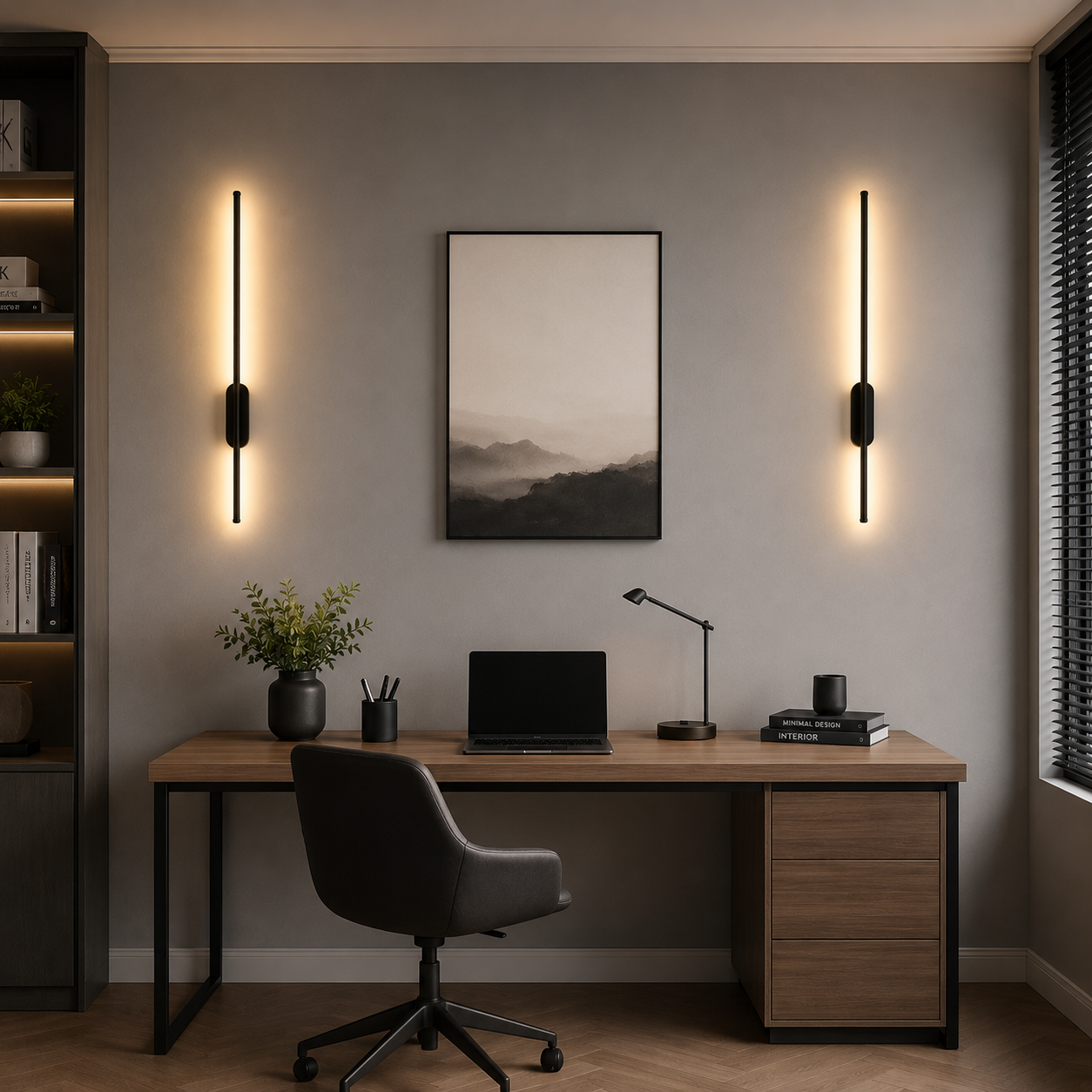 Applique murale slim noire à Led