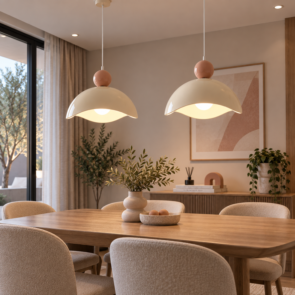Suspension blanche au design minimaliste