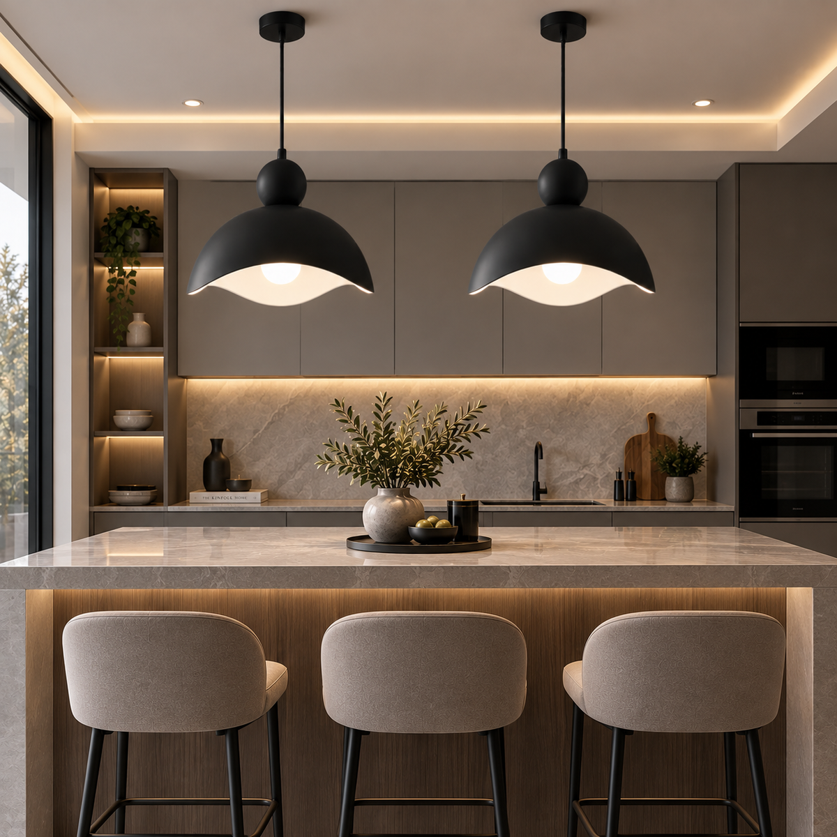 Suspension noire au design minimaliste