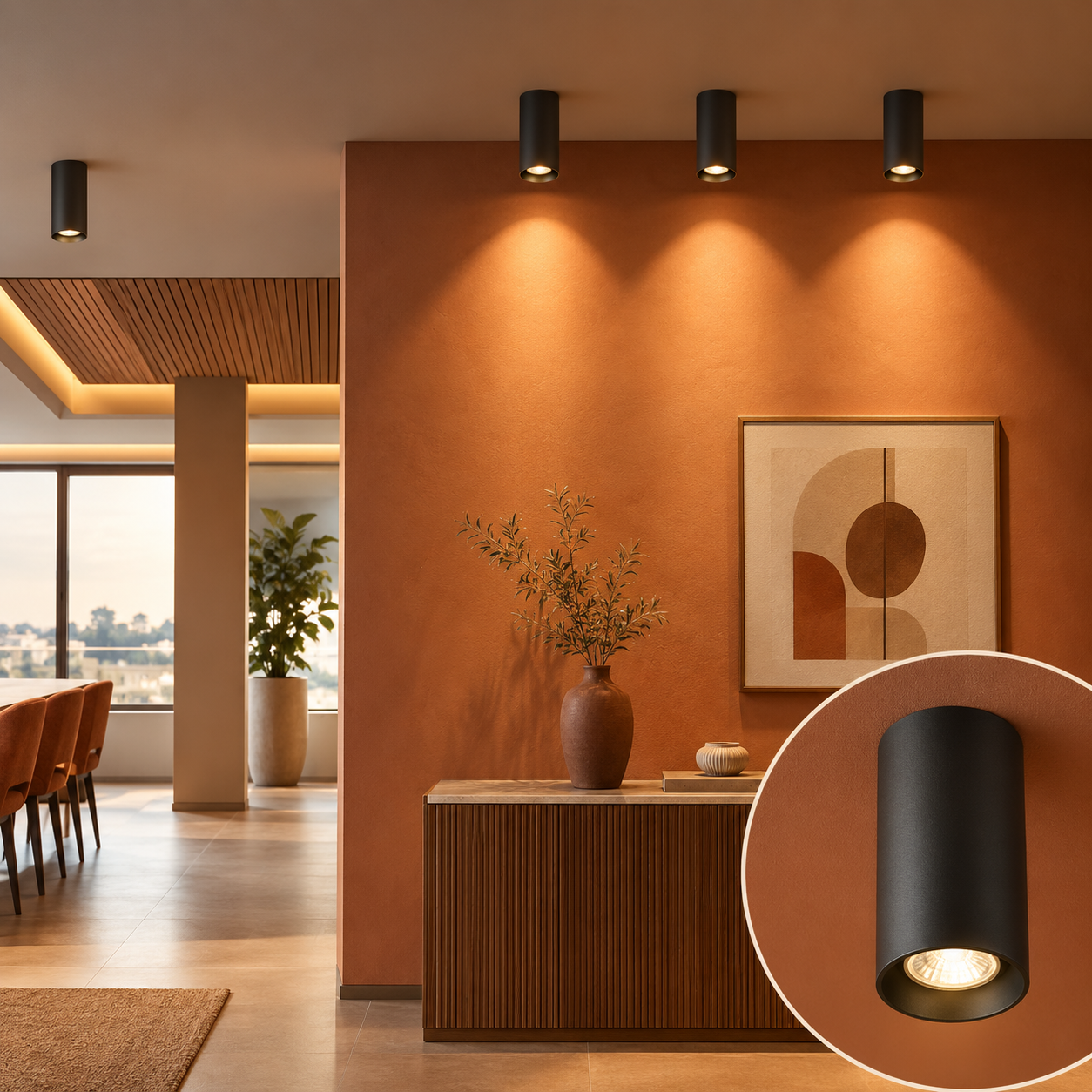 Spot apparent noir slim intérieur et extérieur GU10