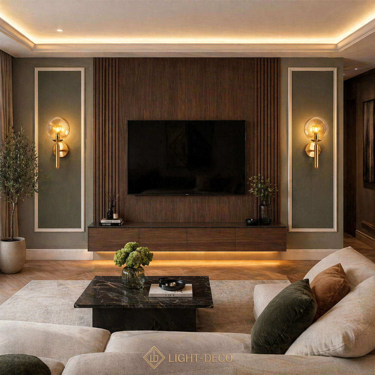 Applique murale Danti en verre champagne