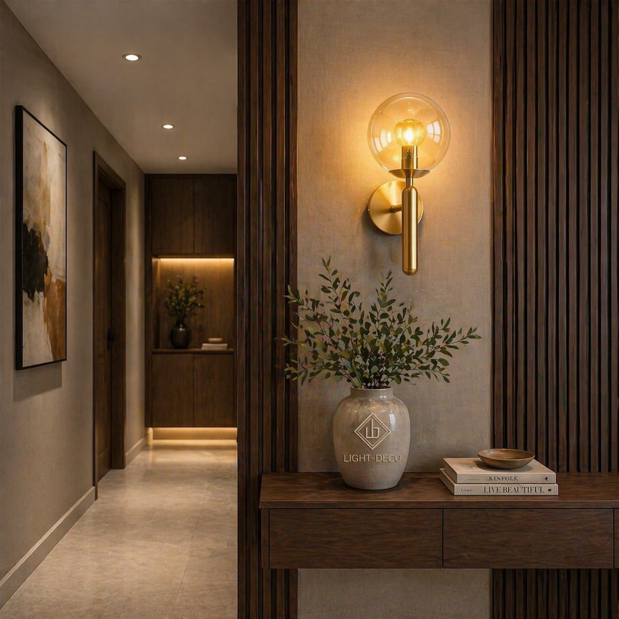 Applique murale Danti en verre champagne