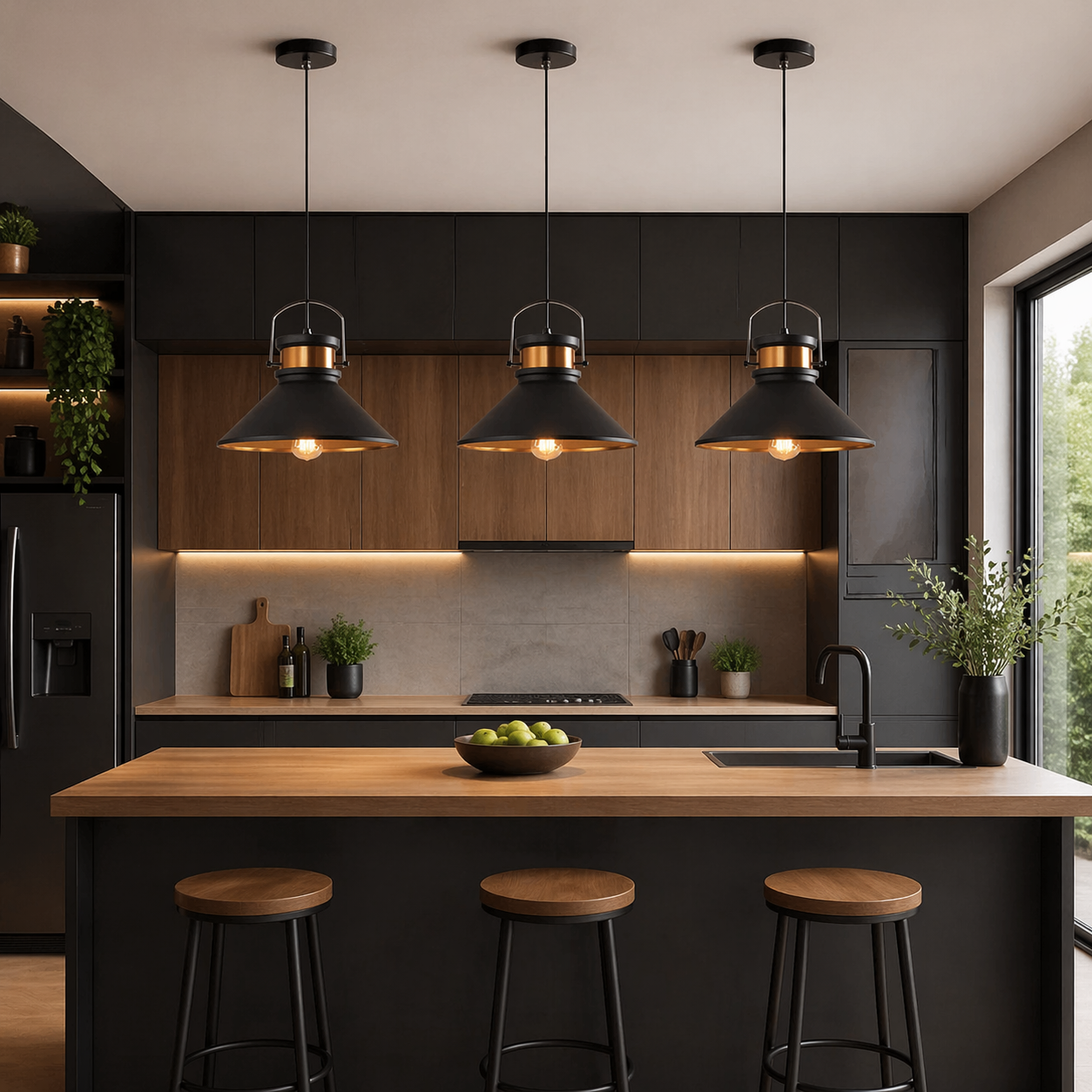 Suspension de cuisine au style industriel