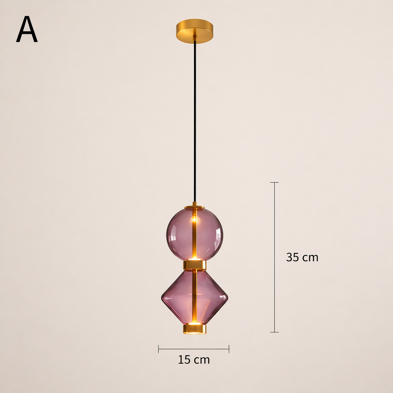 Suspension Light Purple en verre soufflé décorative au design moderne