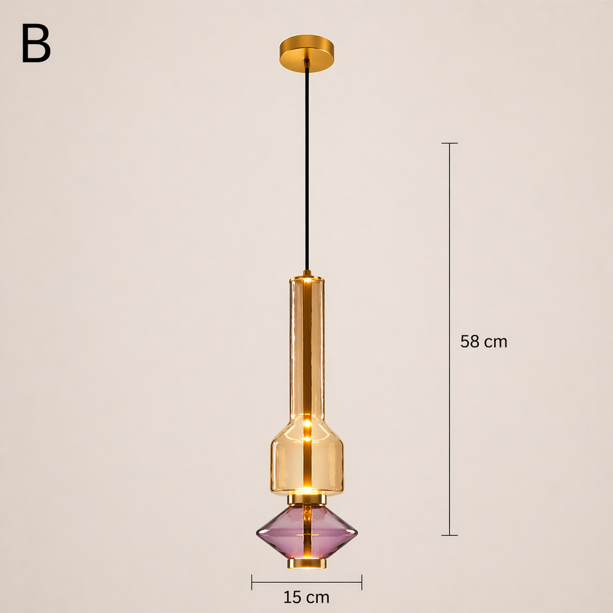 Suspension Light Purple en verre soufflé décorative au design moderne