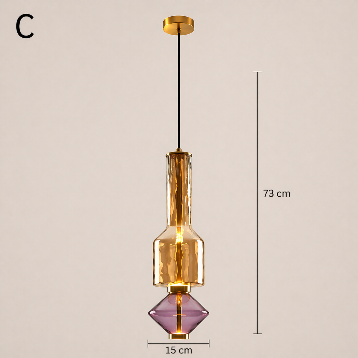 Suspension Light Purple en verre soufflé décorative au design moderne