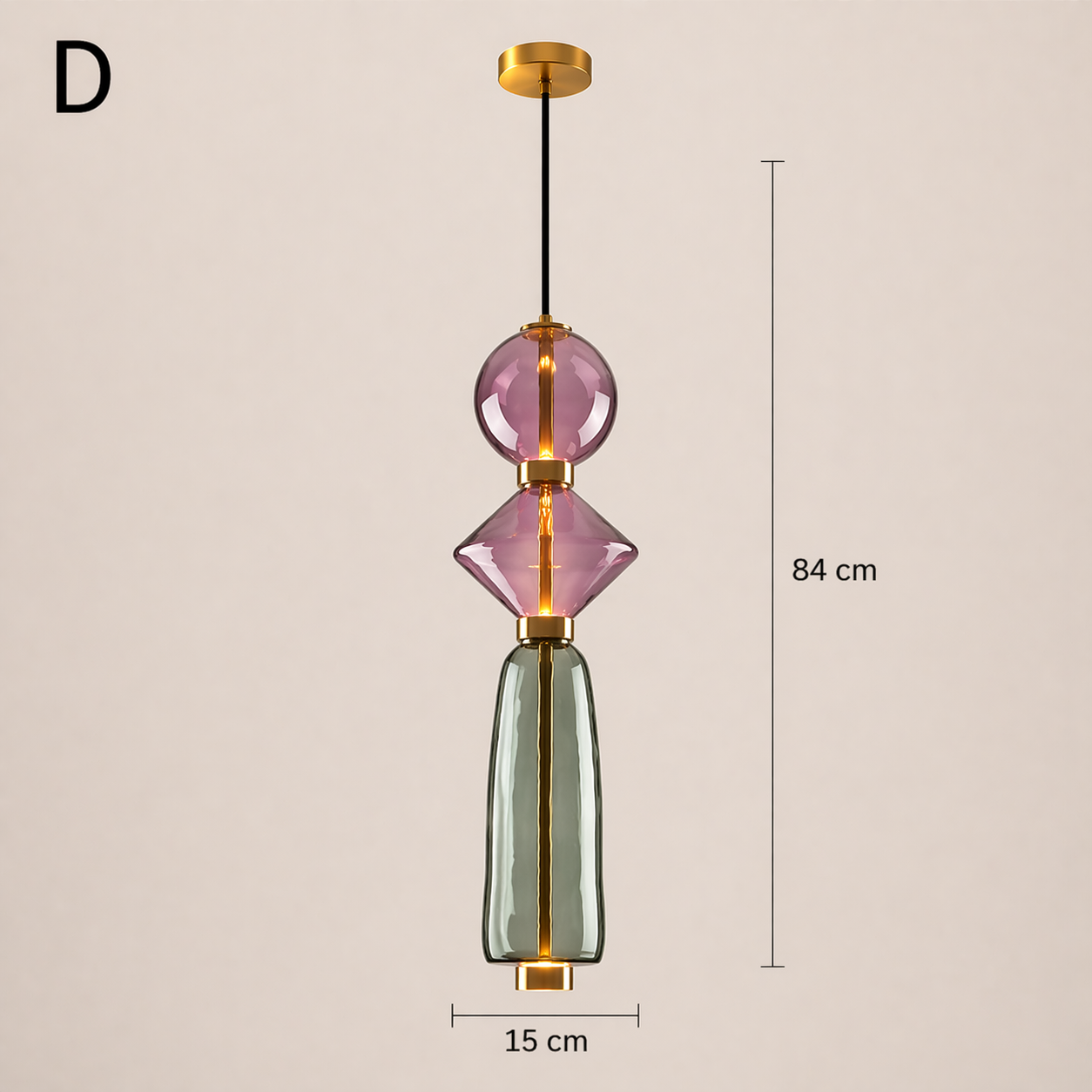 Suspension Light Purple en verre soufflé décorative au design moderne
