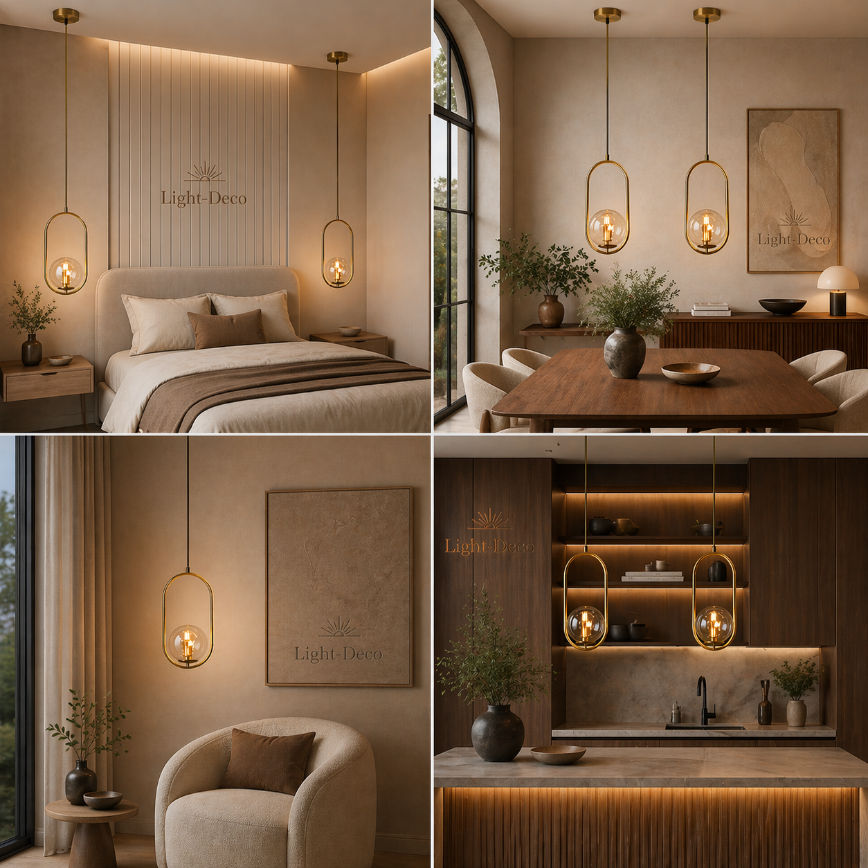 Suspension Mono à boule champagne