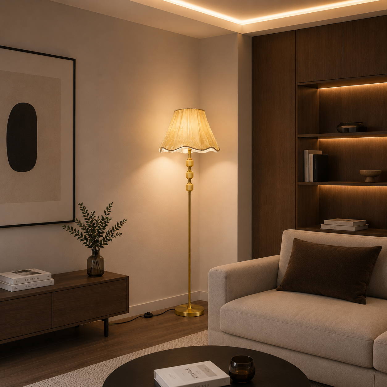 Lampadaire Élégance avec Abat-jour en Tissu tressé