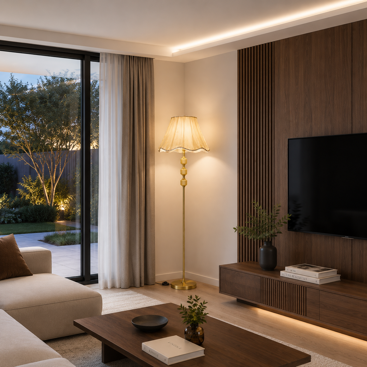 Lampadaire Élégance avec Abat-jour en Tissu tressé