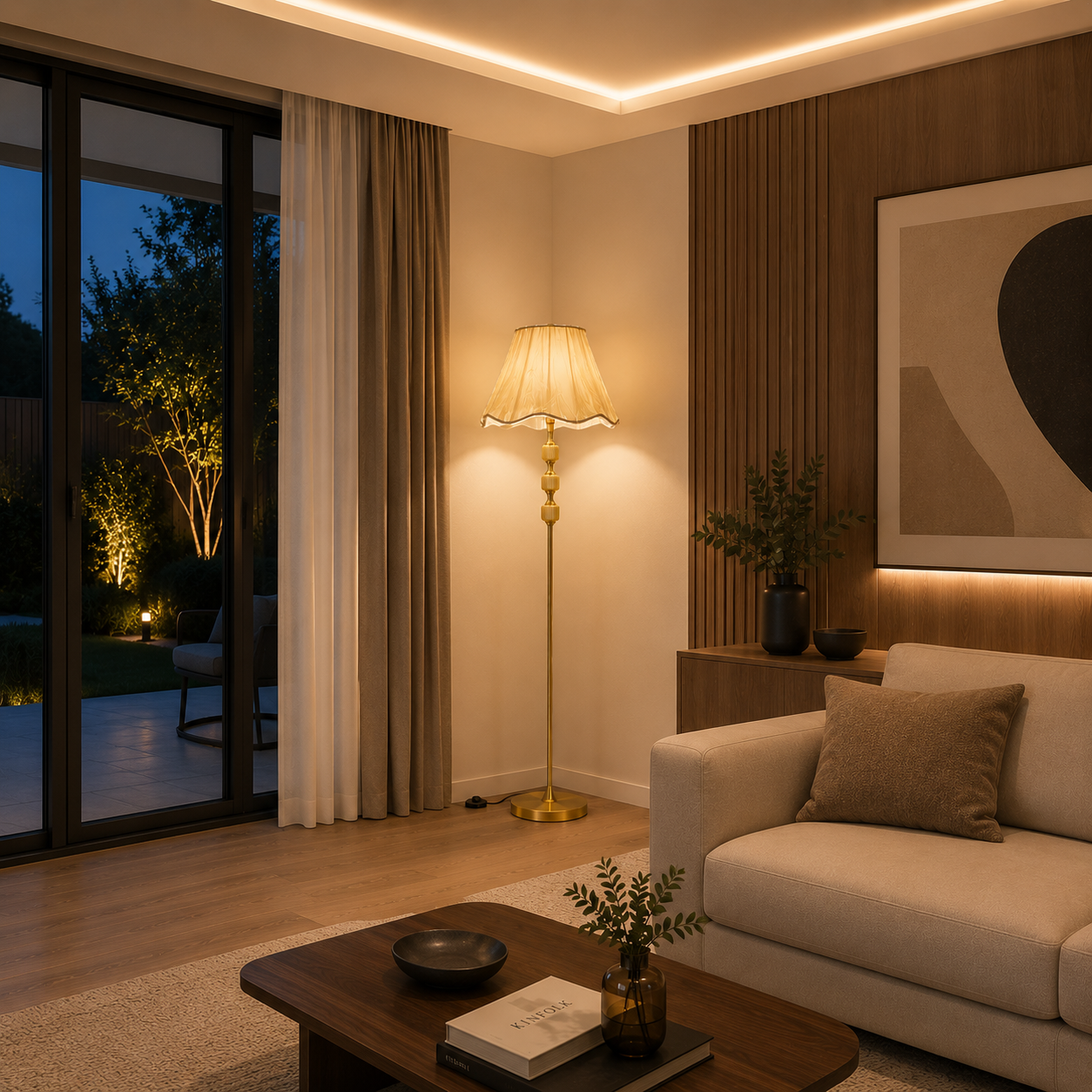 Lampadaire Élégance avec Abat-jour en Tissu tressé