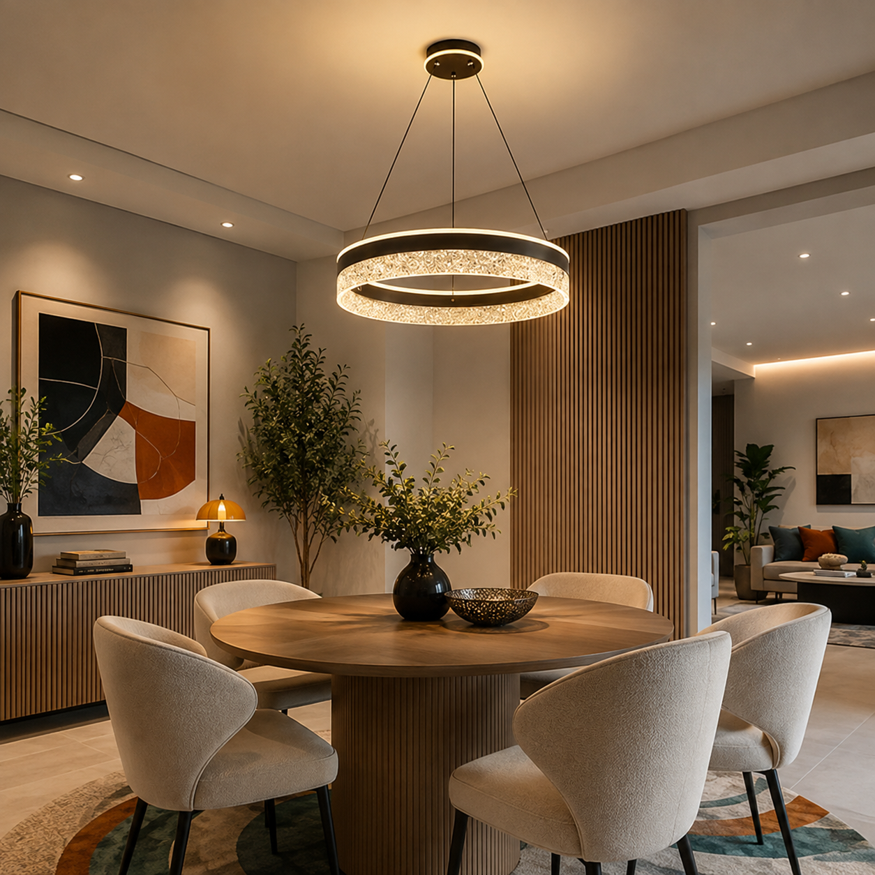 Suspension anneau noire au design chic