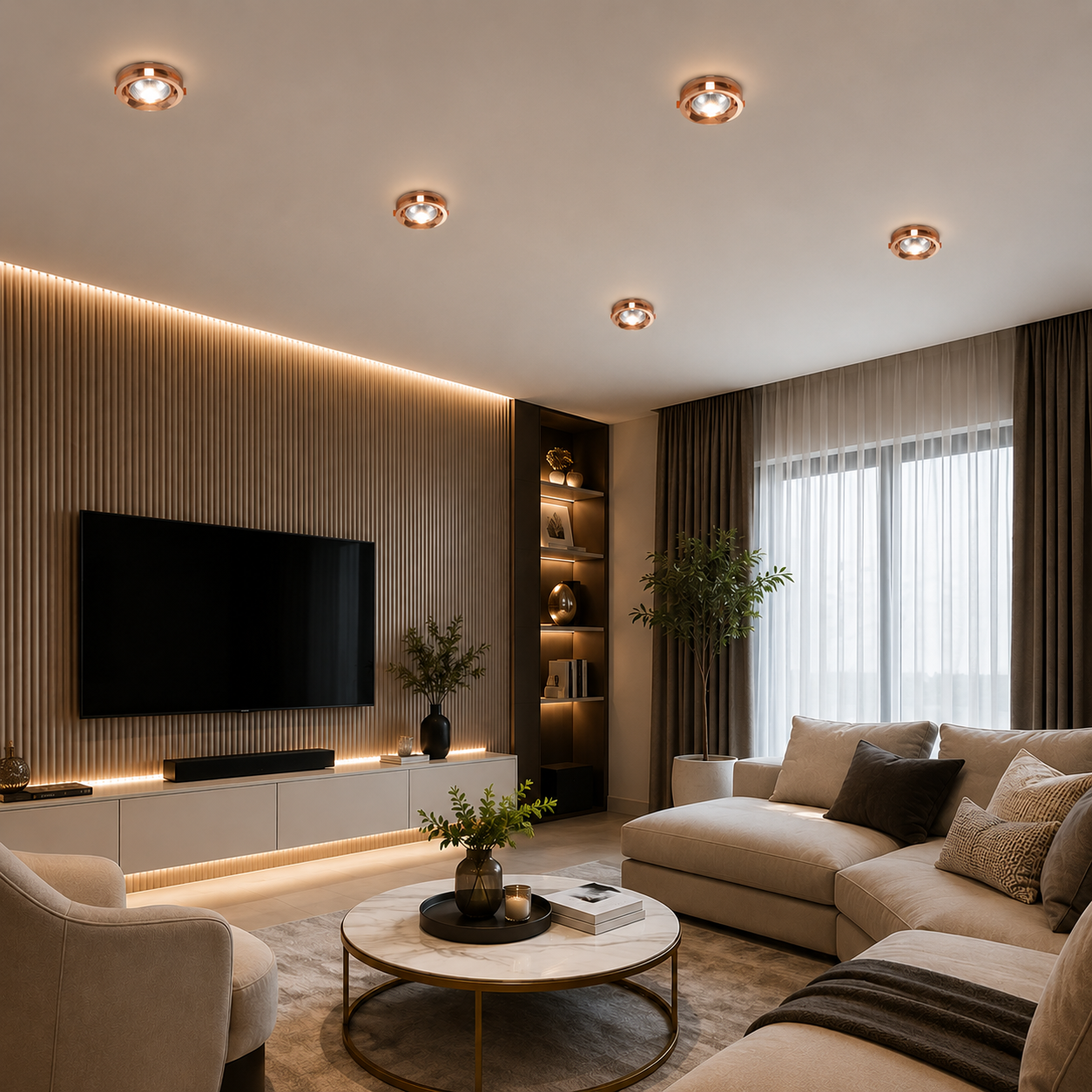 Spot aluminium et verre rose gold GU10