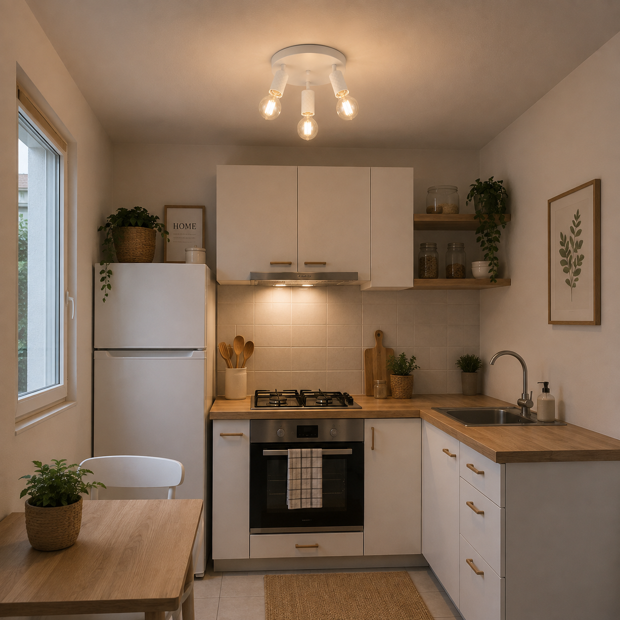 Plafonnier blanc pour cuisine à ampoule orientable
