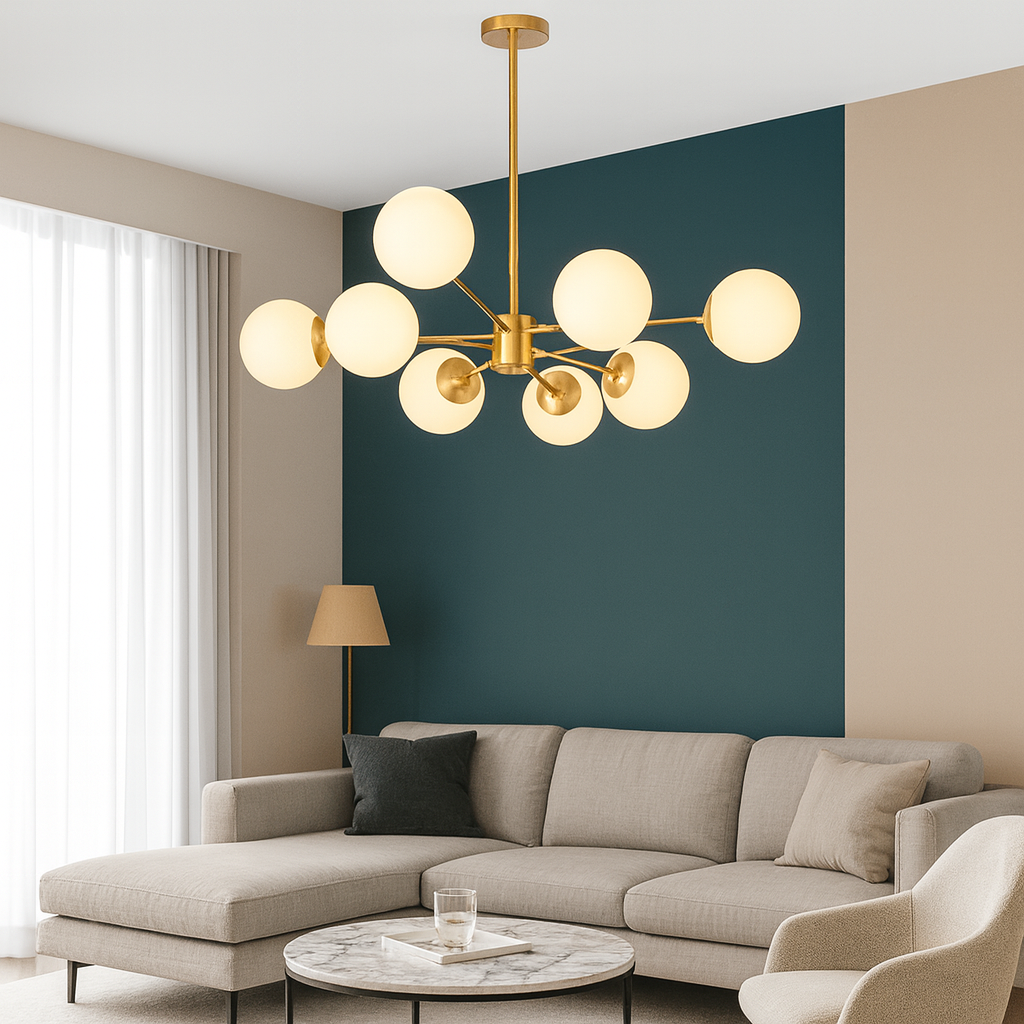 Plafonnier Enji à 8 boules blanches