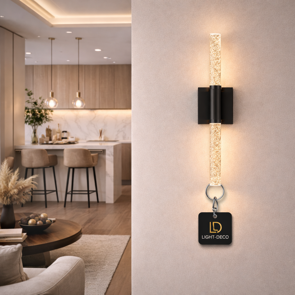 Applique murale en verre craquelé et motif en noire