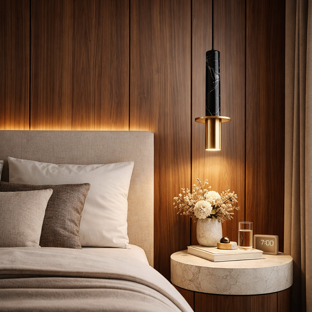 Suspension Chicky Noire en marbre naturel lisse