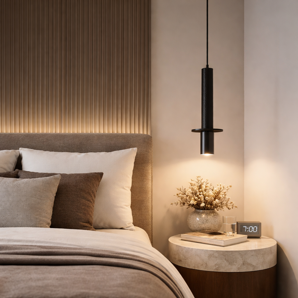 Suspension Chicky Noire en marbre naturel lisse