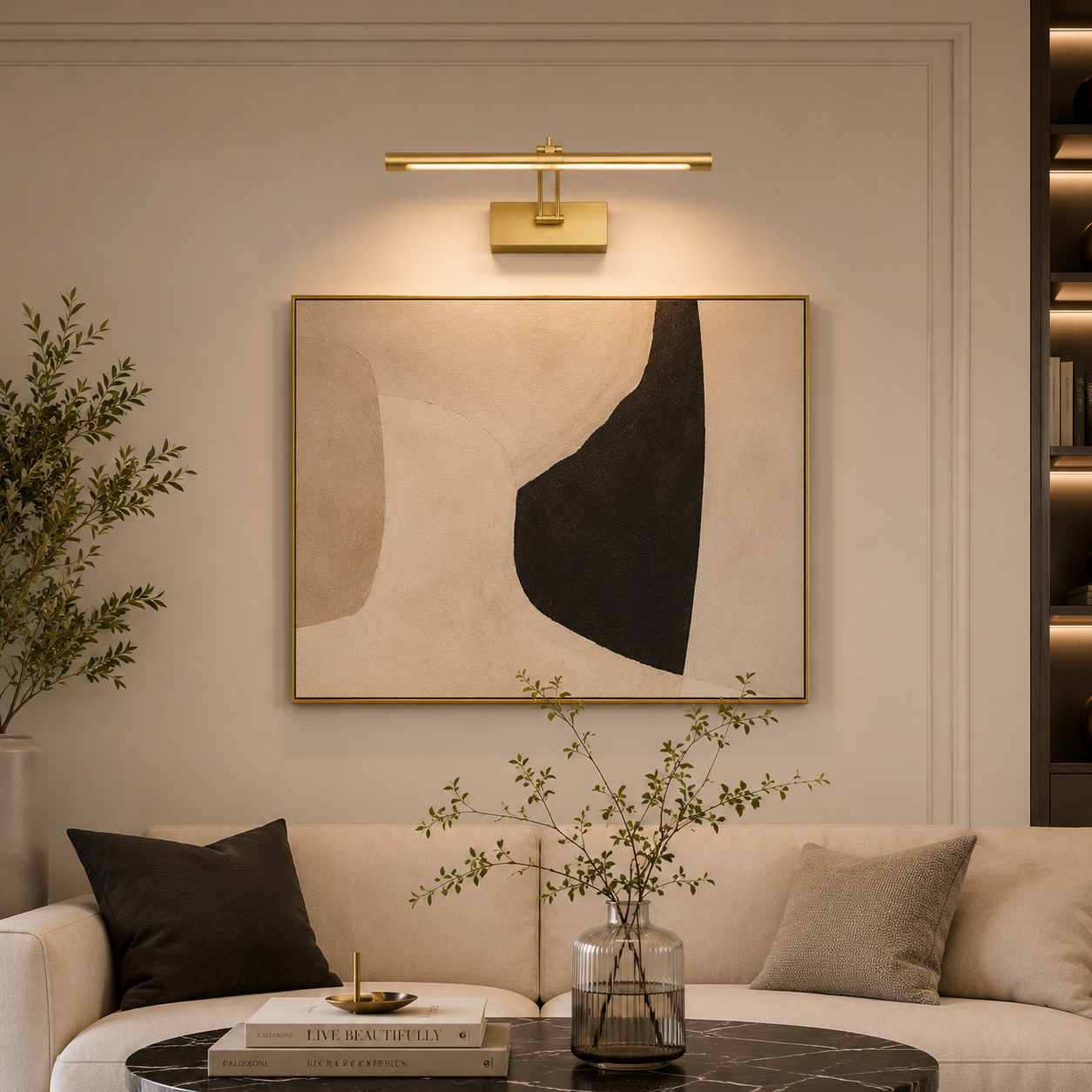 Applique murale dorée orientable pour tableau ou miroir