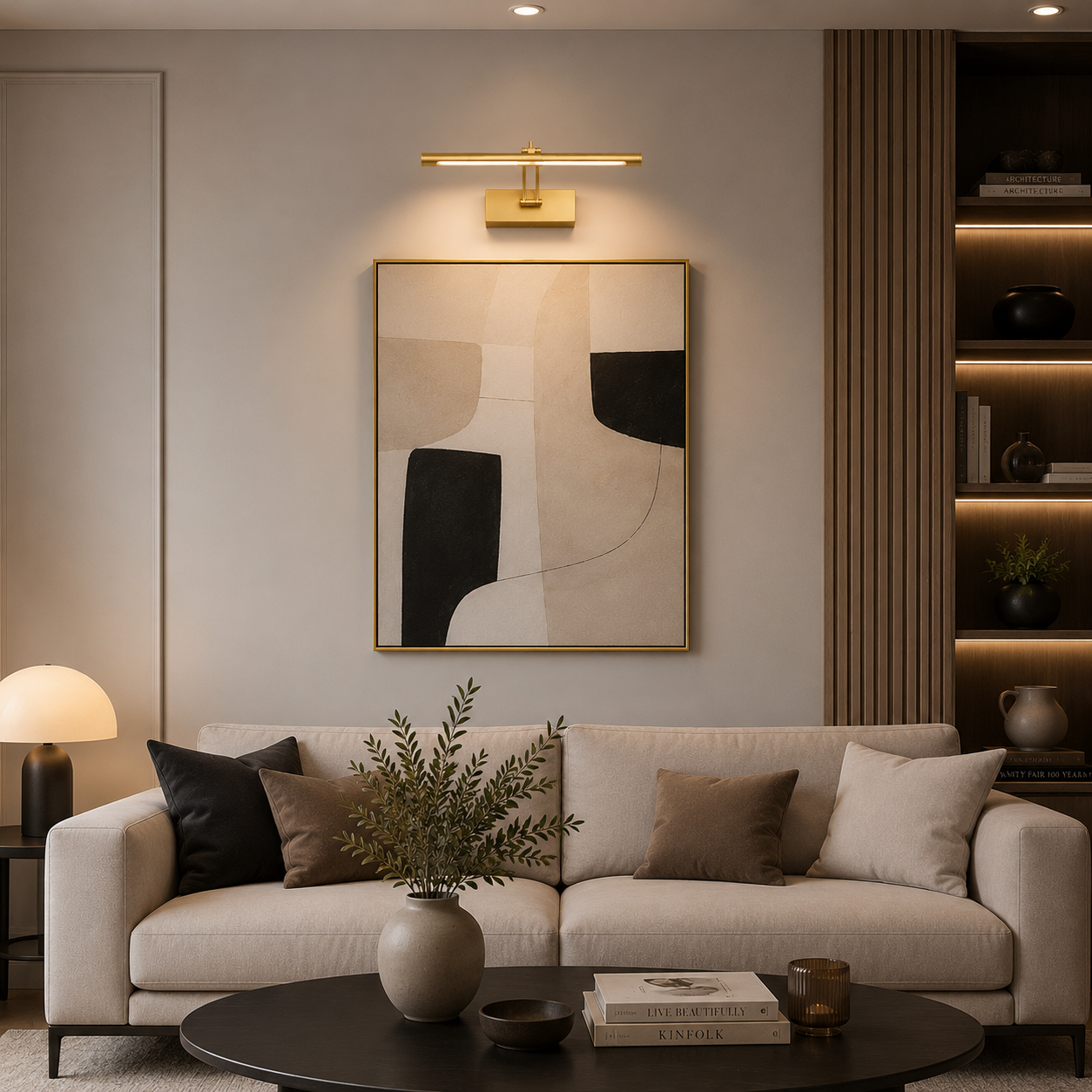 Applique murale dorée orientable pour tableau ou miroir