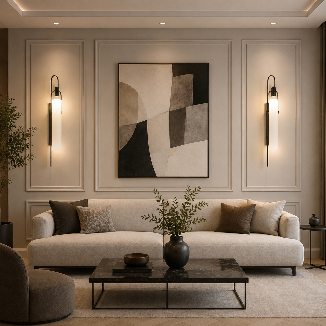 Applique murale design noire en verre opalin
