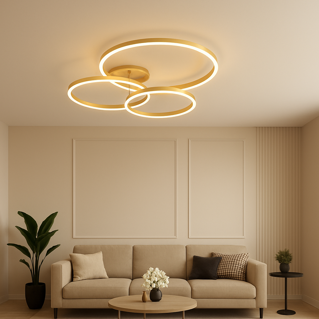 Plafonnier Ring moderne en Acrylique doré