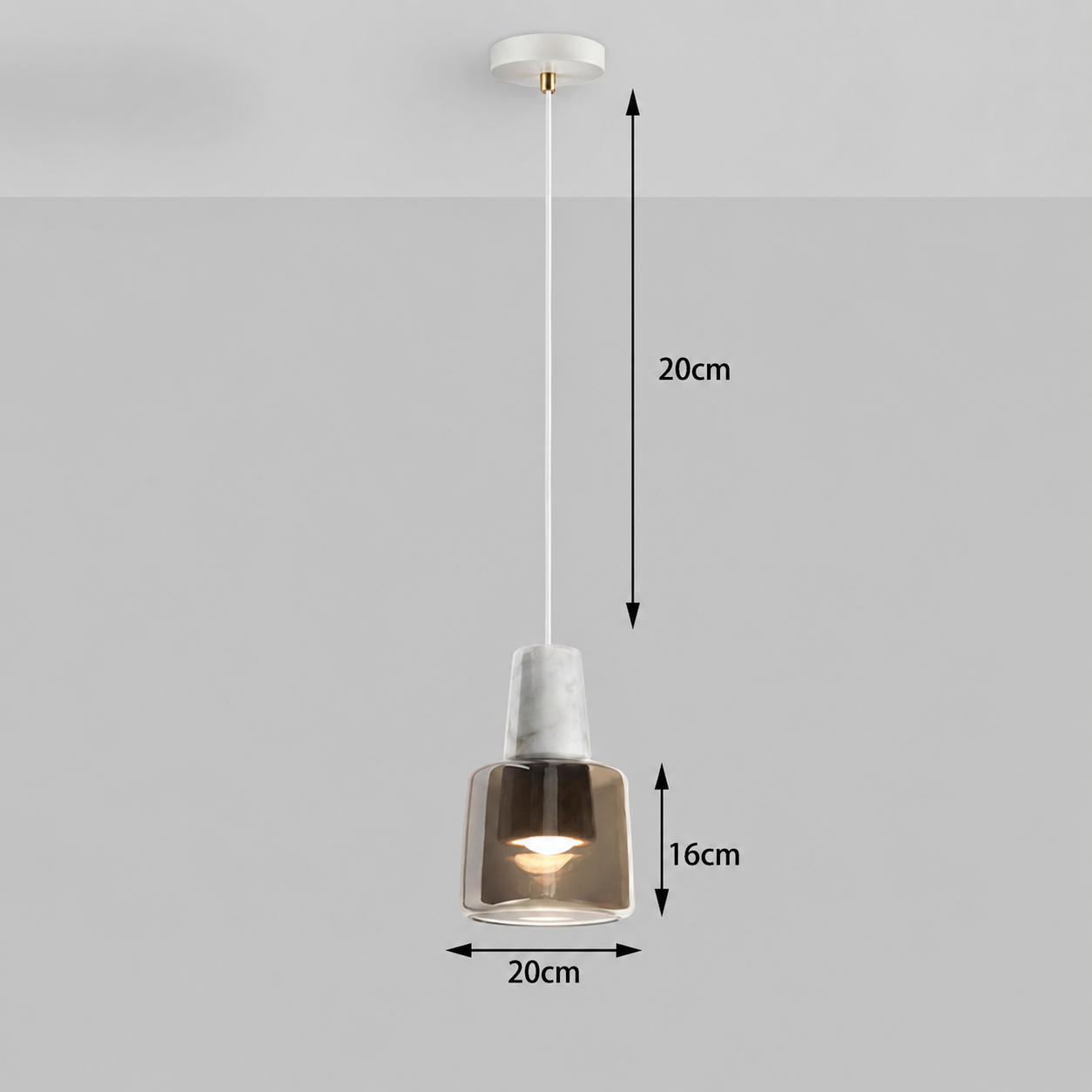 Suspension Glass en marbre naturel et verre champagne