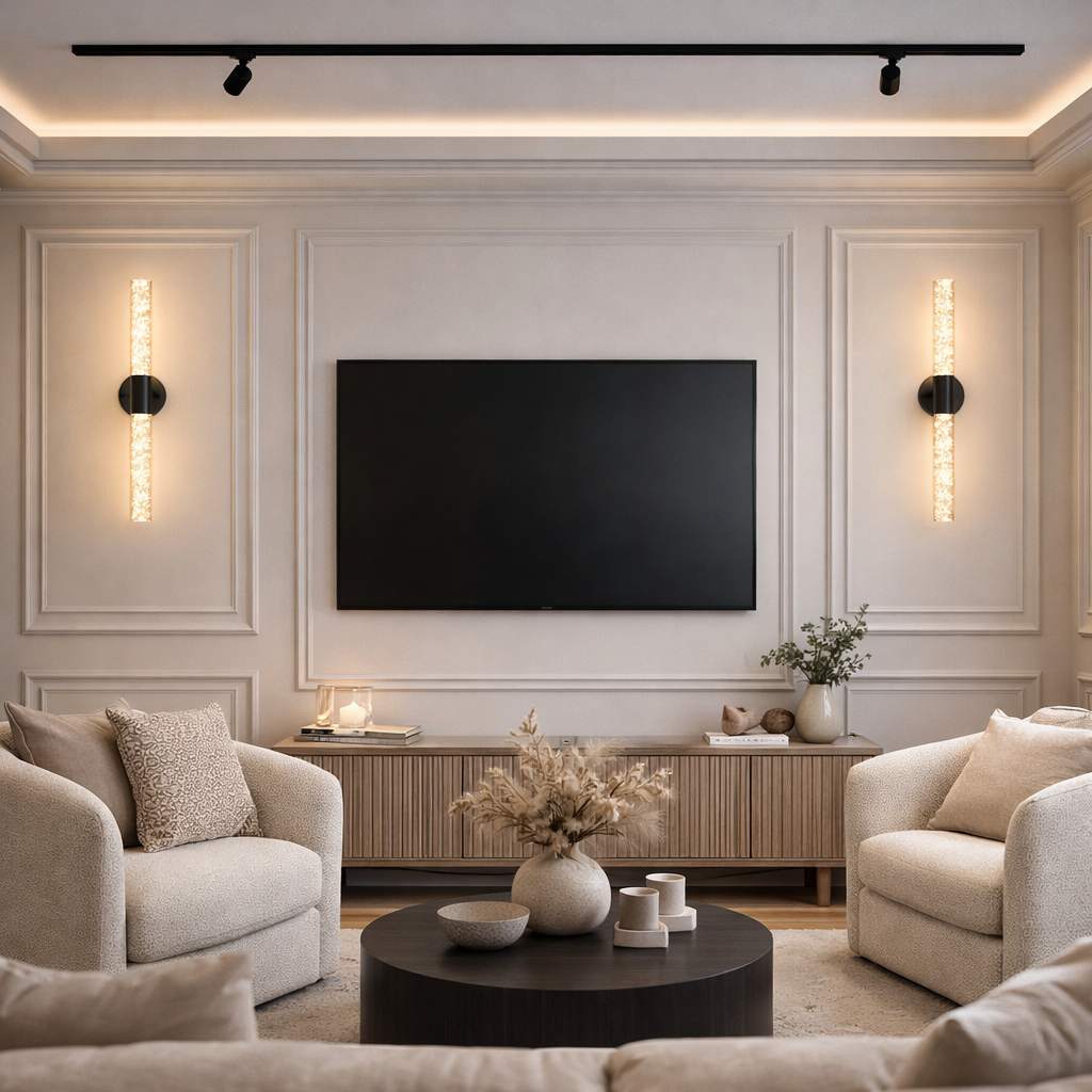 Applique murale en verre craquelé et motif en noire