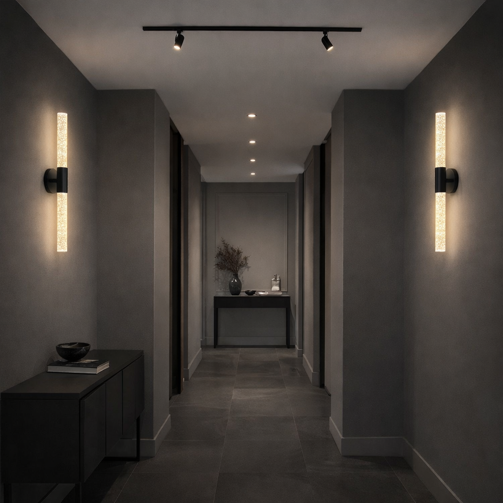 Applique murale en verre craquelé et motif en noire