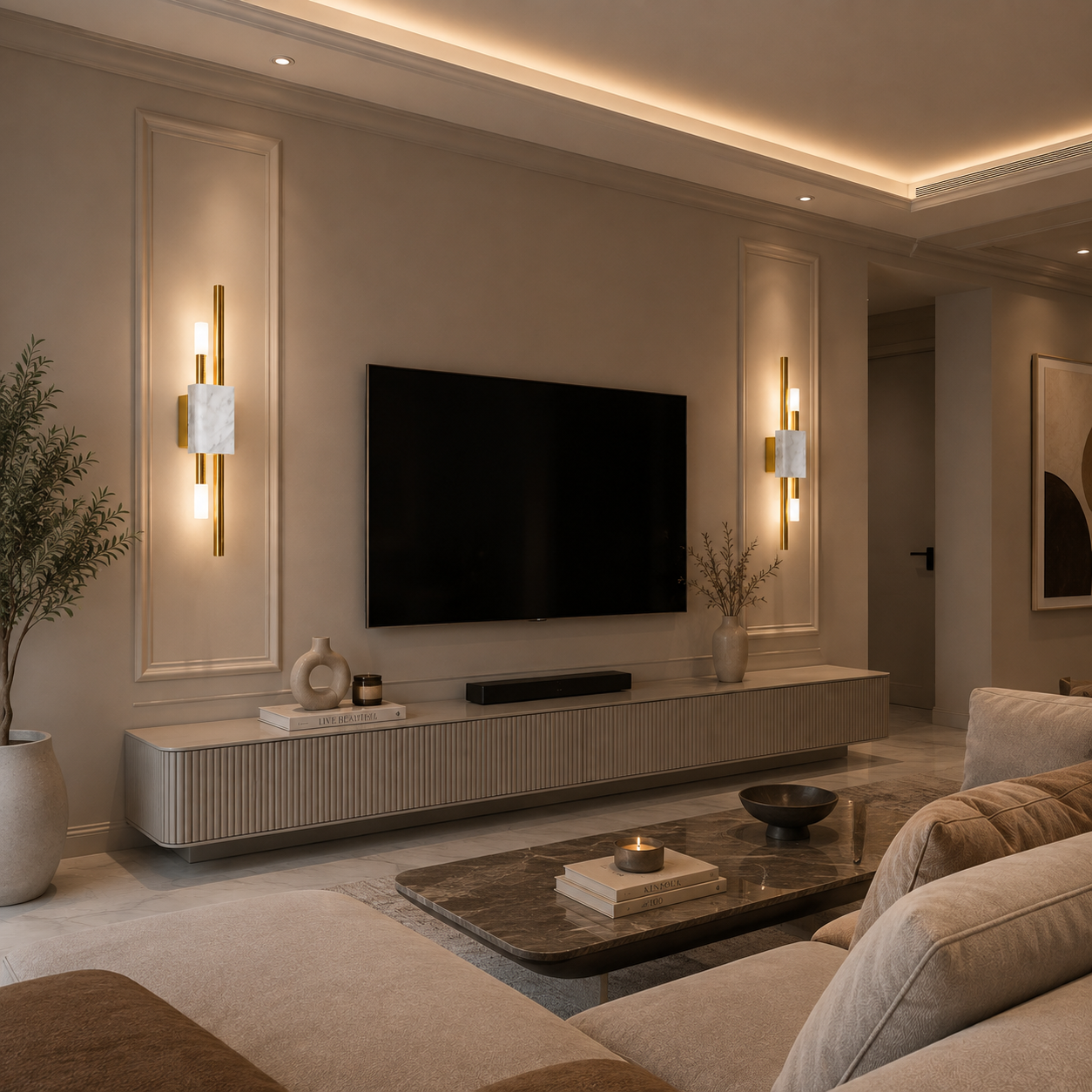 Applique murale en marbre naturel blanc
