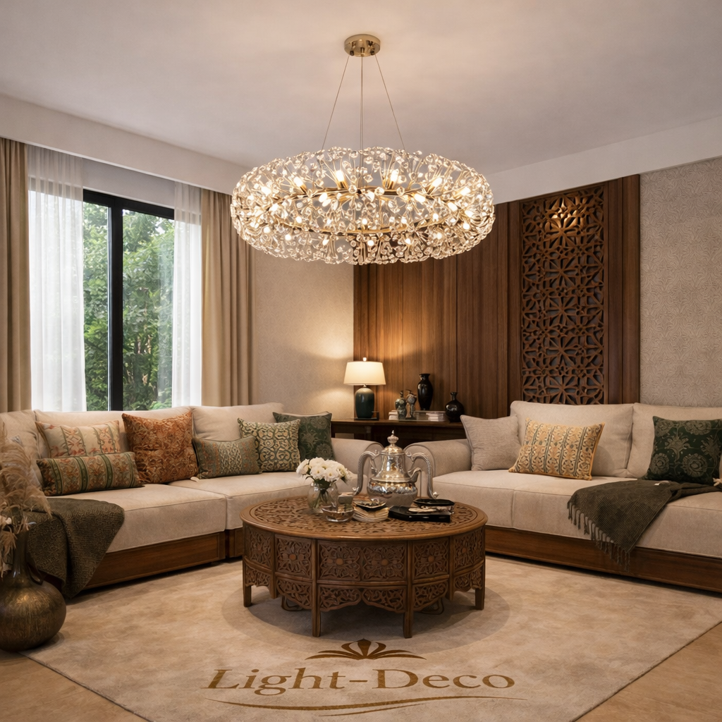 Lustre Safran à cristaux pour salon moderne