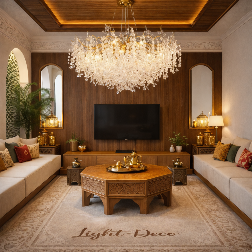 Lustre traditionnel Feuille en verre cristallin pour salon marocain