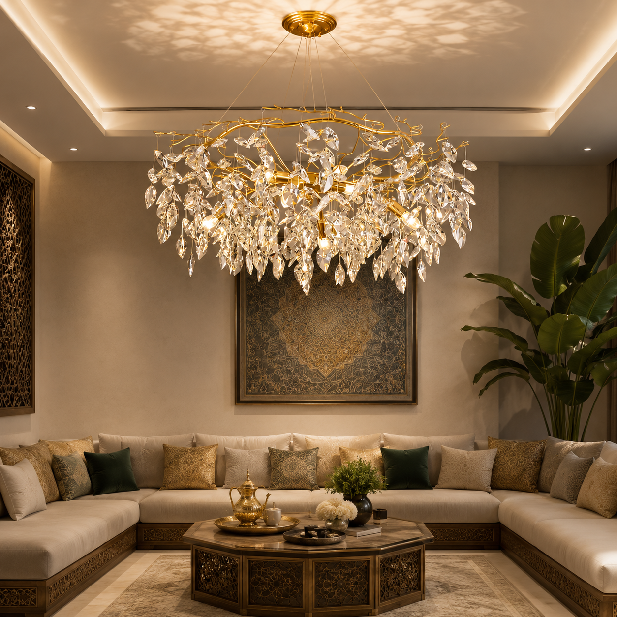 Lustre Opale en verre cristallin