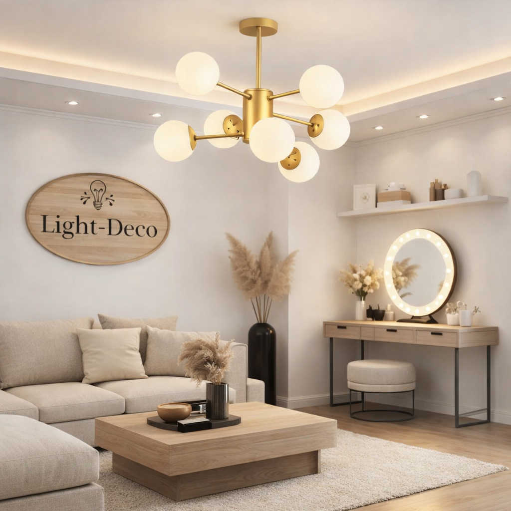 Plafonnier Enji à 6 boules blanches