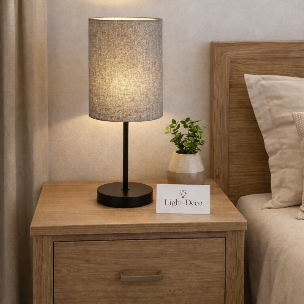 Abat-jour de chevet raphia gris