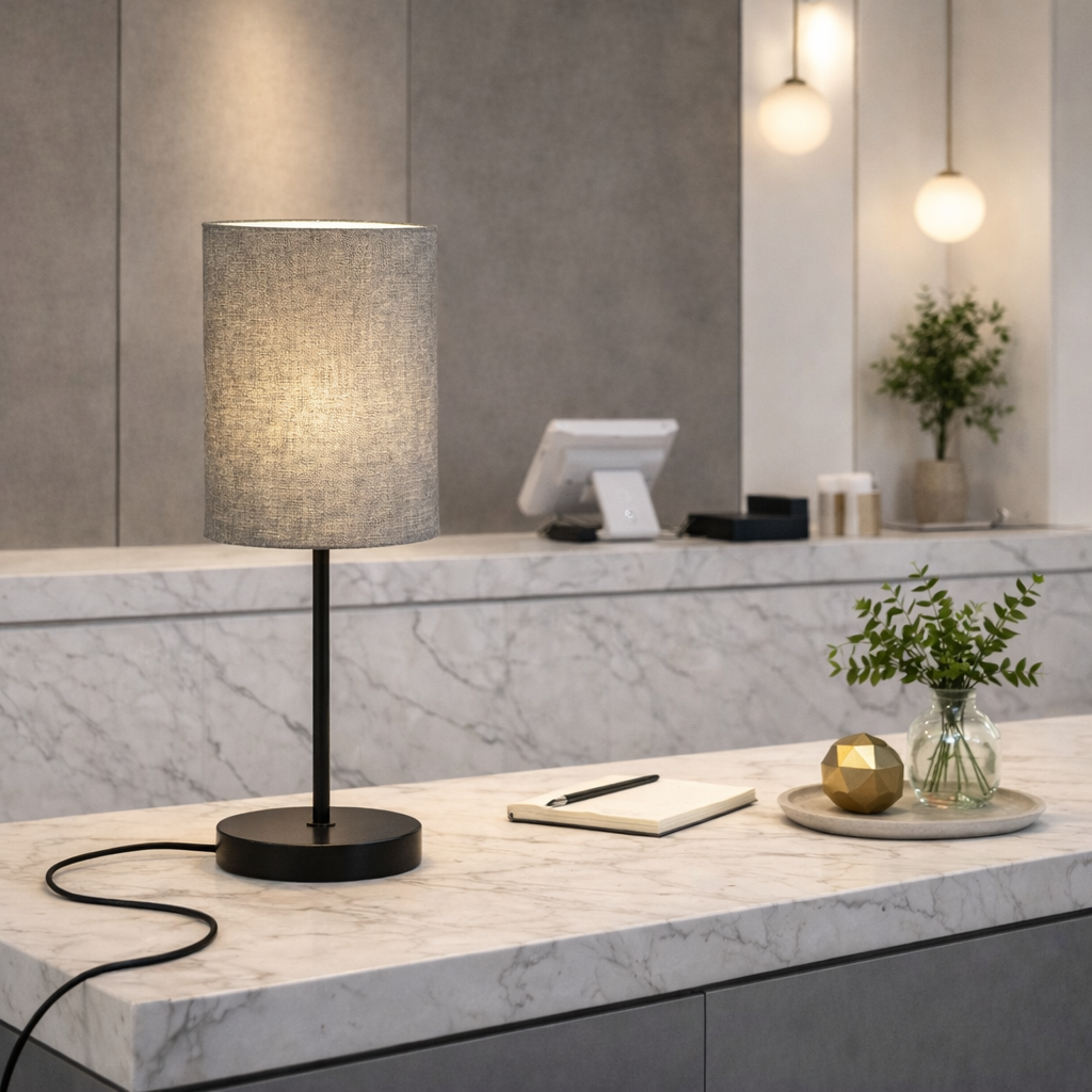 Abat-jour de chevet raphia gris