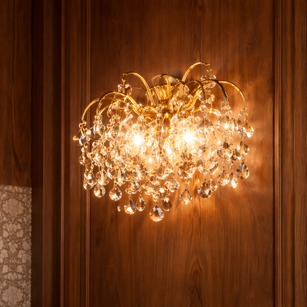 Applique murale en verre cristallin champagne