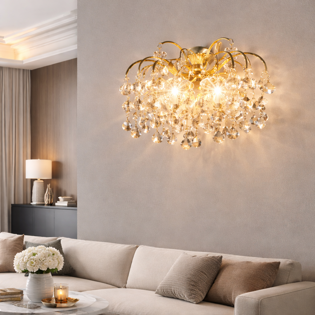 Applique murale en verre cristallin champagne