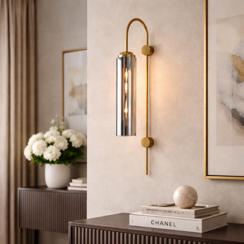 Applique murale Champ en verre fumé