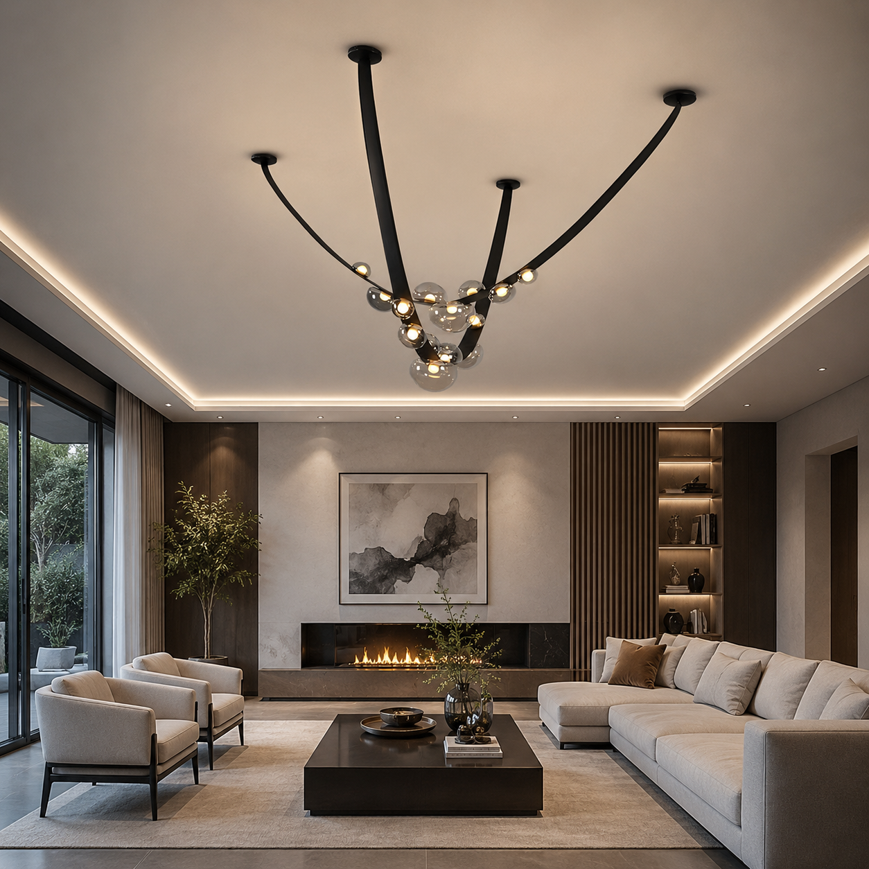 Lustre décoratif en simili cuir à Led au design minimaliste
