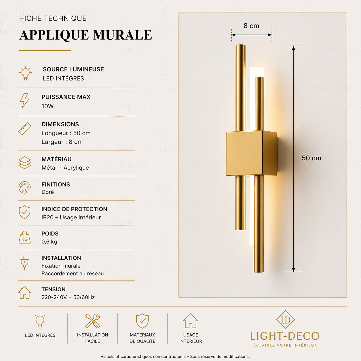 Applique murale moderne pour moulure