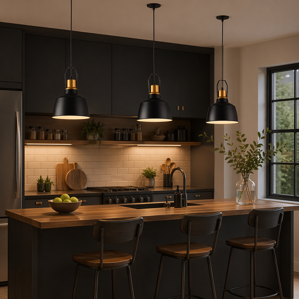 Suspension Fend style industriel pour ilot de cuisine