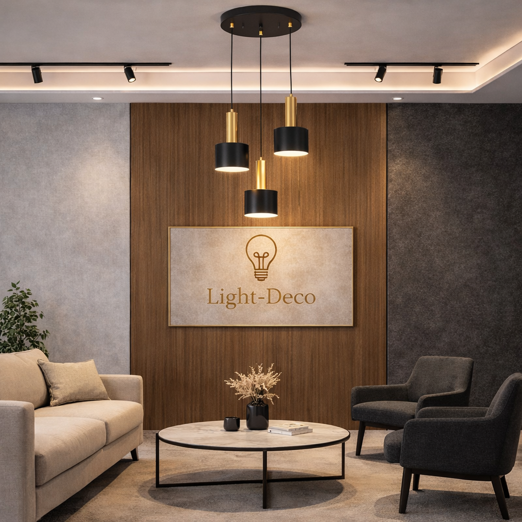 Suspension Tulipe triple en noire et dorée