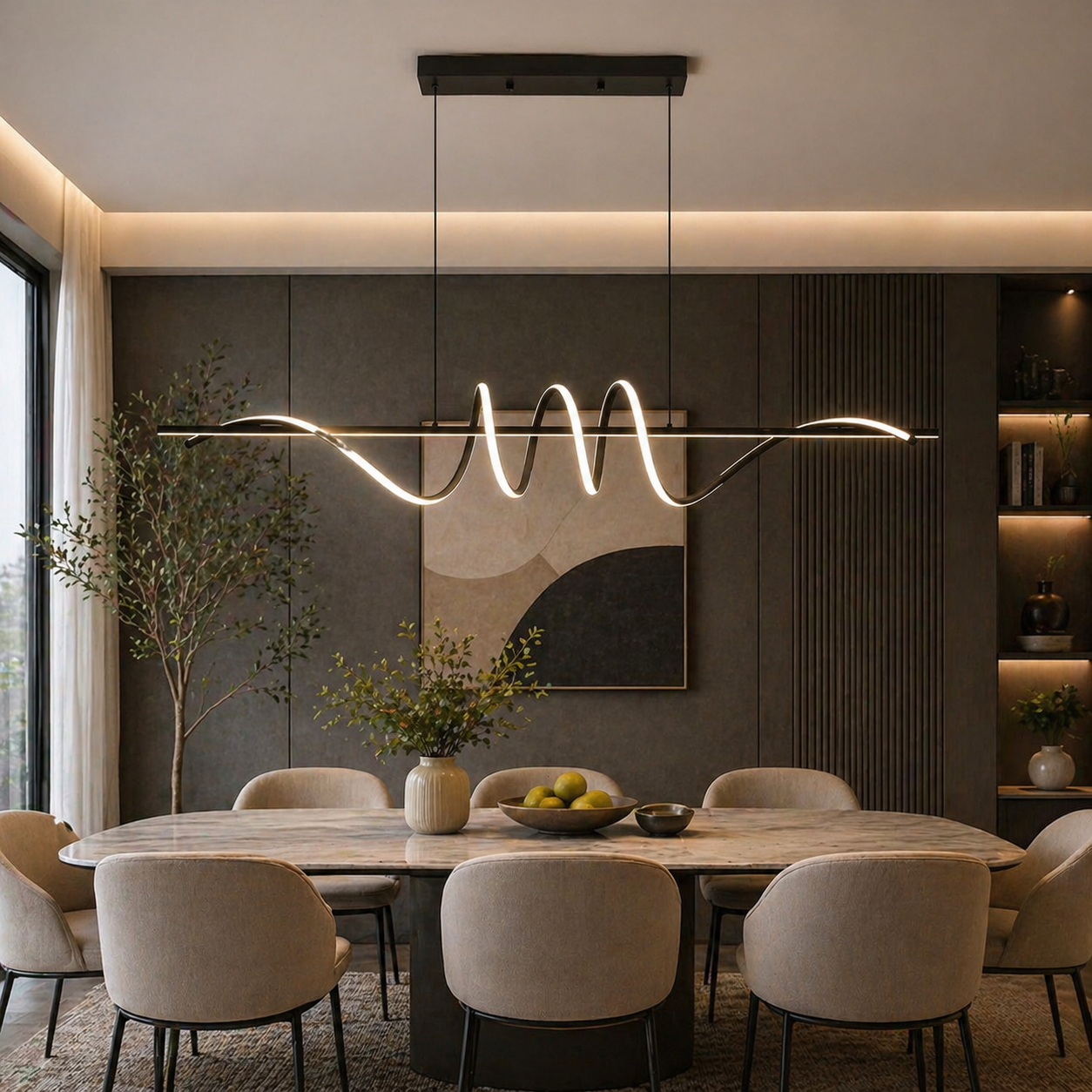 Lustre noir pour salle à manger ou bureau