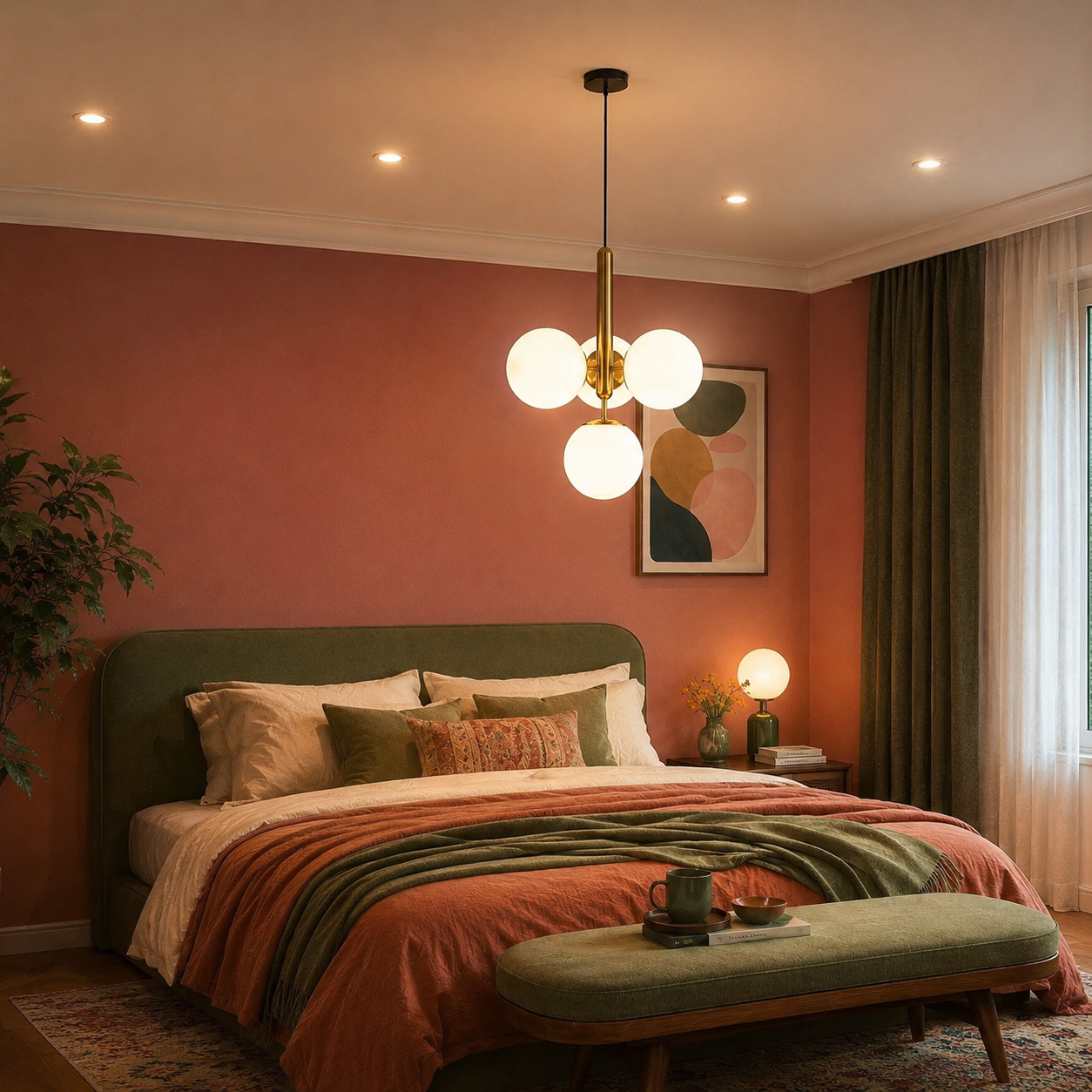 Suspension opaline pour séjour ou chambre