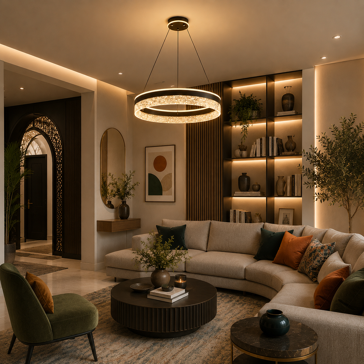 Suspension anneau noire au design chic
