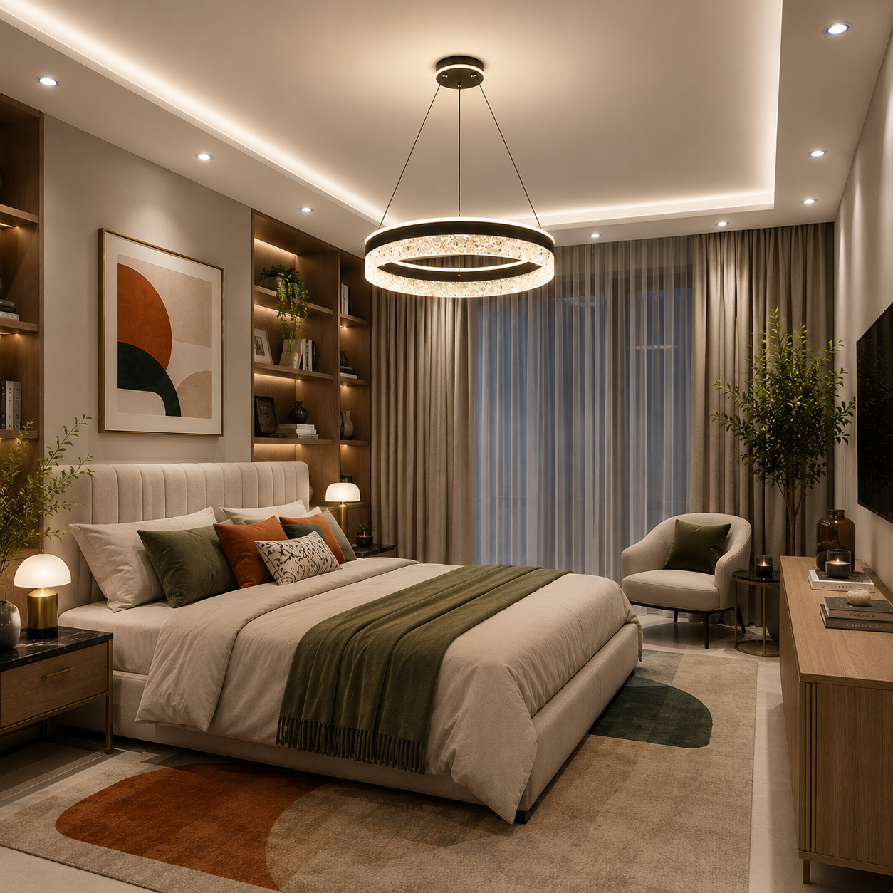 Suspension anneau noire au design chic